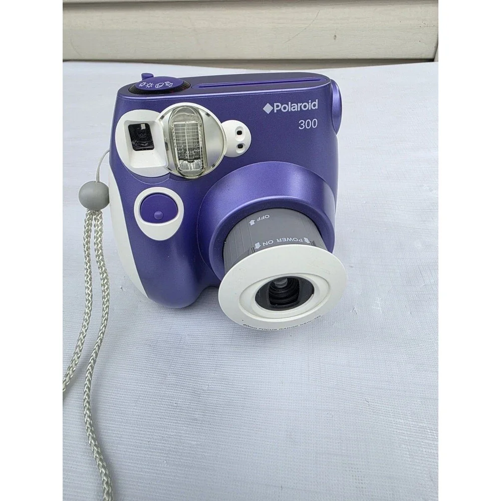 Polaroid 300 Instant Film Camera Purple & White TESTED & WORKING